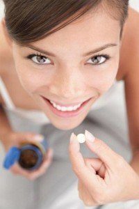 woman preparing to take a sedative before a dental procedure